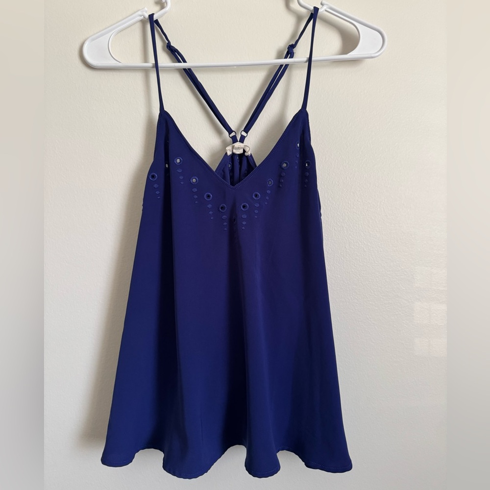 Current Air Royal Blue V-Neck Eyelet Spaghetti Strap Camisole